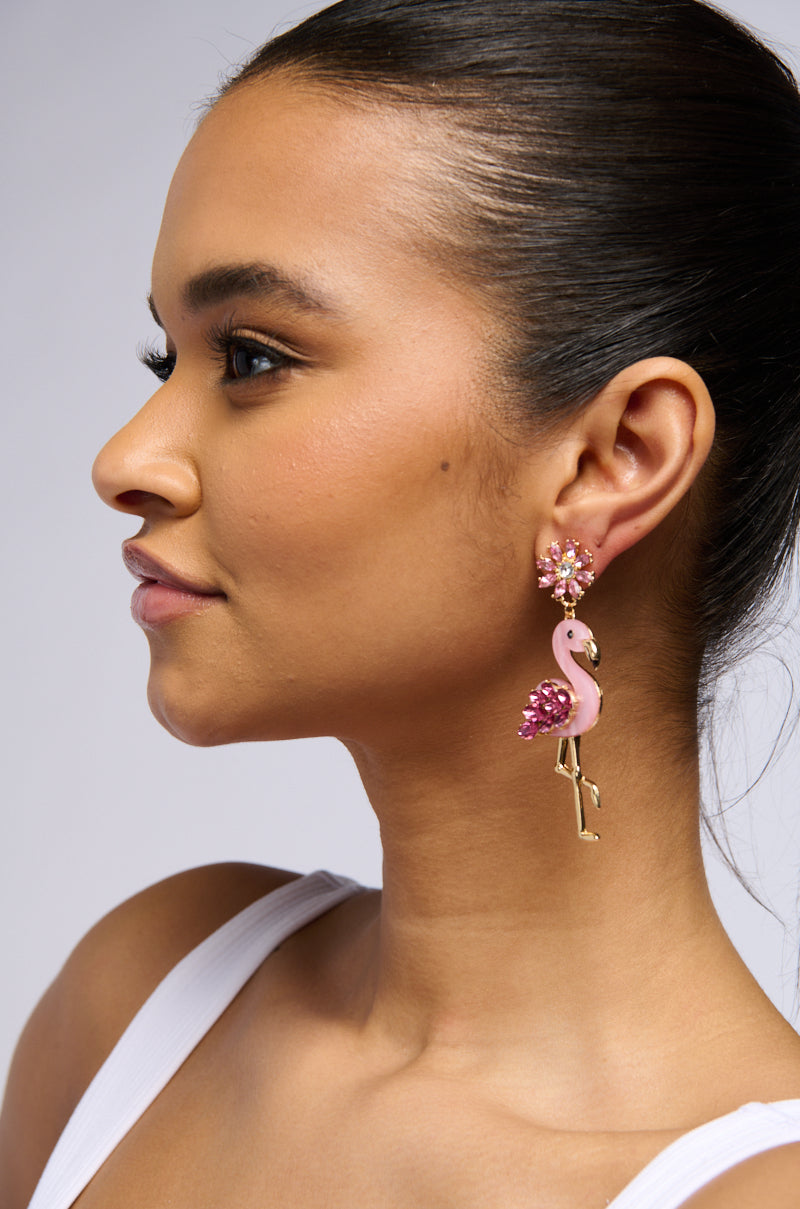 Front View Flamingo Baby Earring