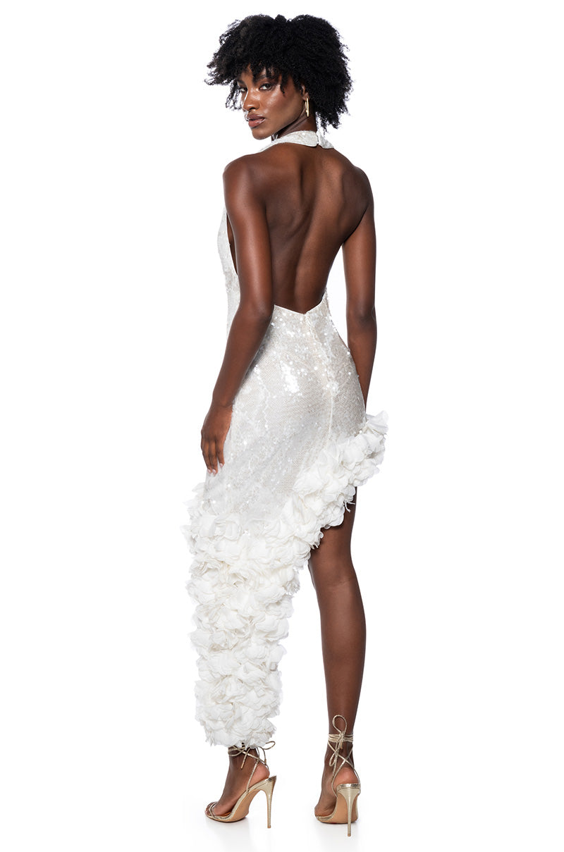Side View Flapper Asymmetrical Feather Sequin Mini Dress
