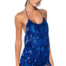 Front View Flapper Fringe Romper In Blue