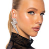 Front View Flash Of Light Embellished Statement Earrings