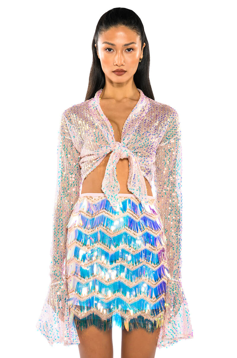 Side View Flash On Please Sequin Mini Skirt 1