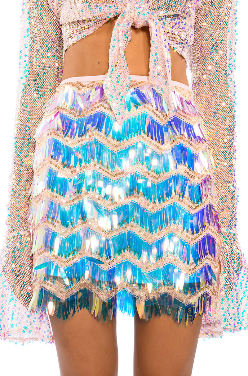 Back View Flash On Please Sequin Mini Skirt 2