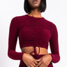 Front View Flawless Long Sleeve Mock Neck Top in Burgundy