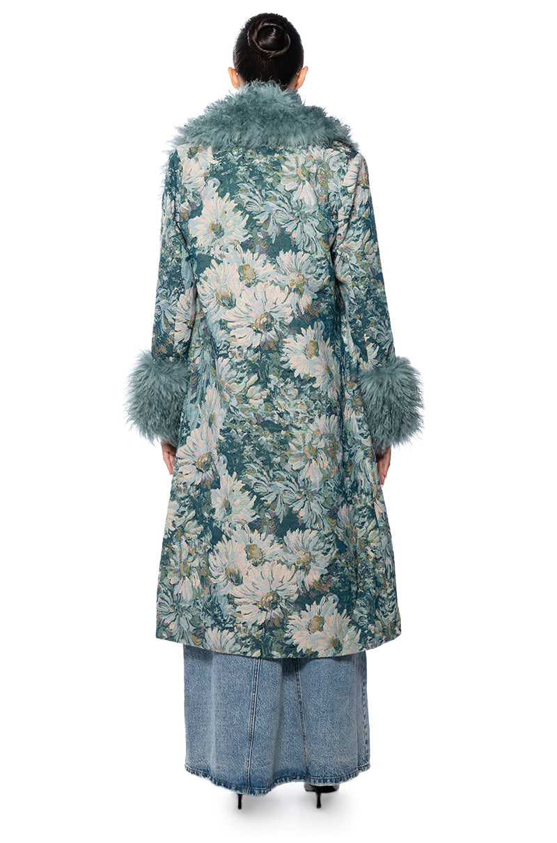 Detail View Fleur Lane Brocade Trench Coat