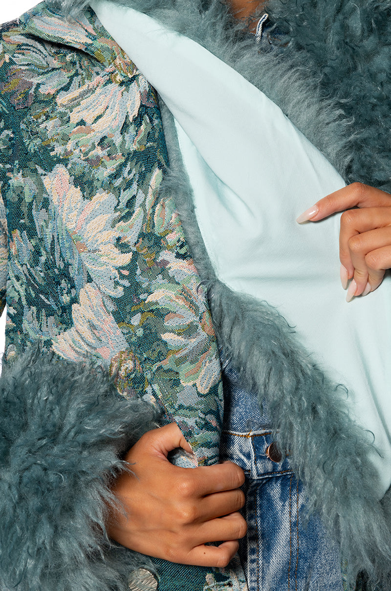 Full View Fleur Lane Brocade Trench Coat