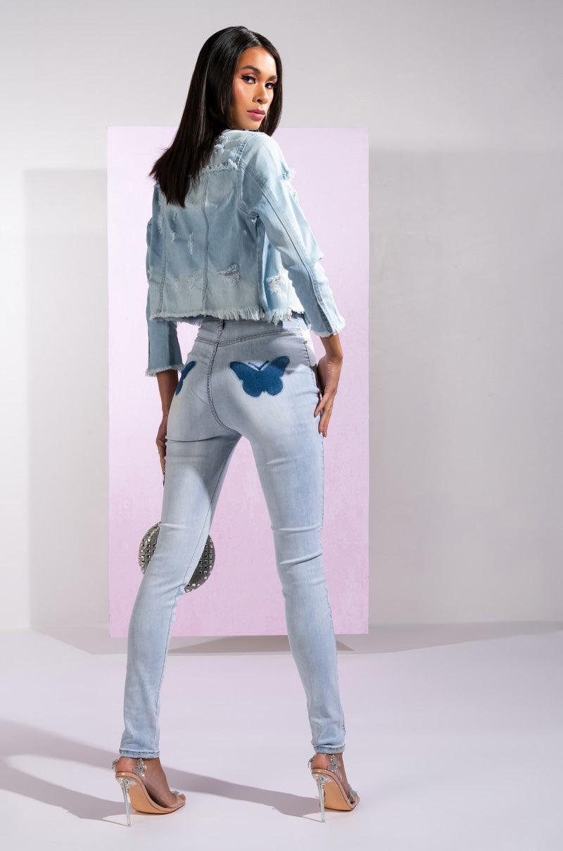 Back View Flex Fit Extreme Stretch Butterfly Booty High Rise Skinny Jeans  6