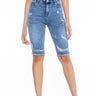 Front View Flex Fit Extreme Stretch Distressed Bermuda Shorts