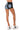 Back View Flex Fit Extreme Stretch Faux Leather And Denim Shorts