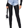 Front View Flex Fit Extreme Stretch High Waist Skinny Jeans With Faux Leather