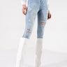 Front View Flex-fit Extreme Stretch High Waisted Distressed Skinny Jeans