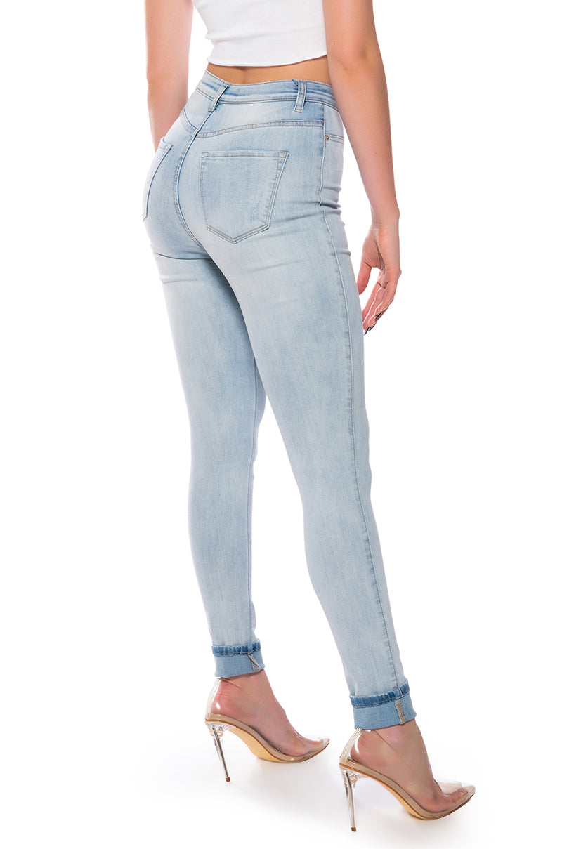Side View Flex-fit High Waisted Super Stretchy Skinny Jeans