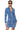 Front View Flex Fit Ruched Denim Button Down Mini Dress