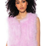 Front View Float On Real Feather Vest In Pink