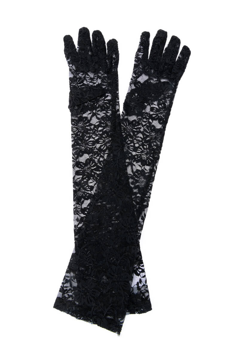 Side View Floral Lace Evening Glove
