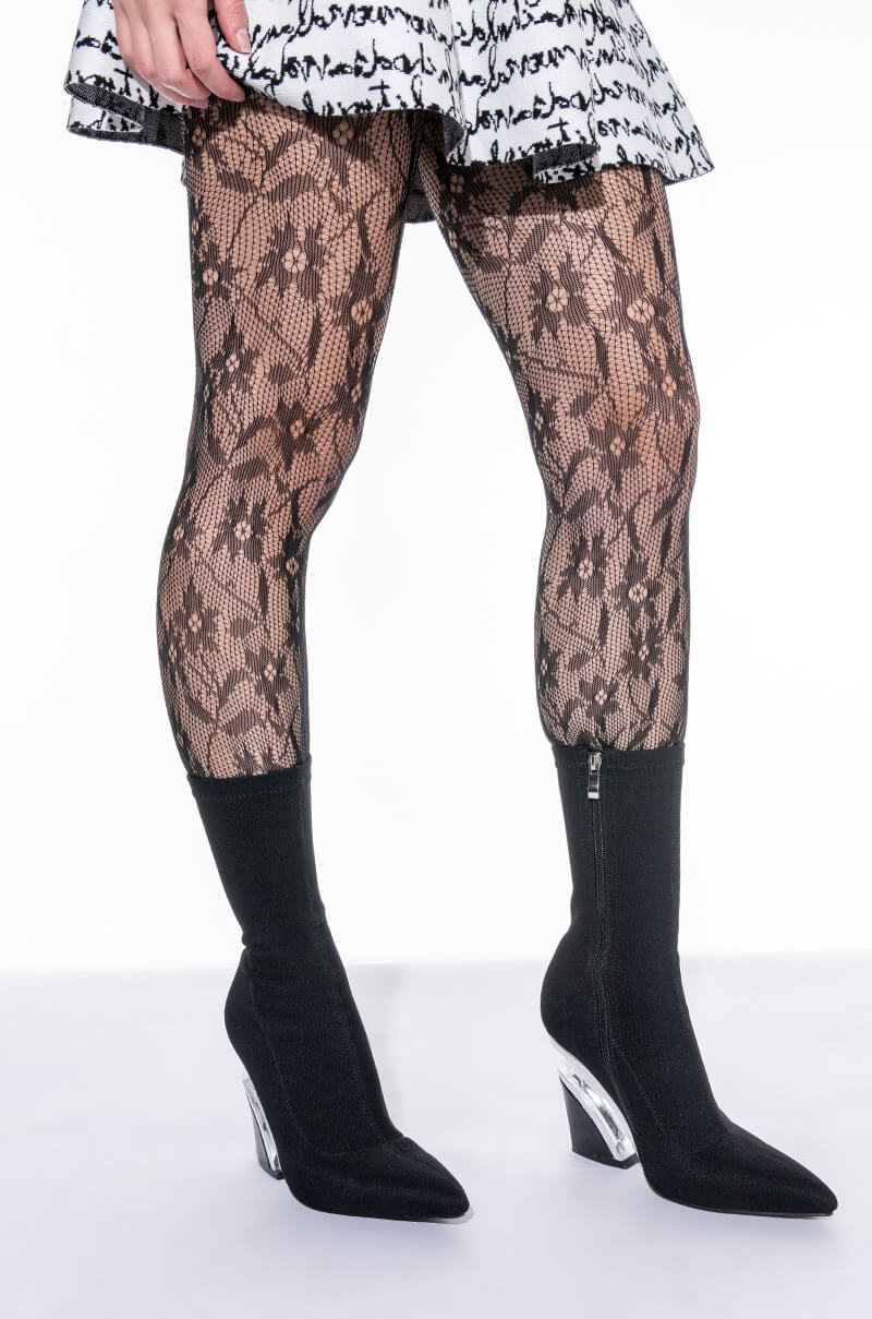 Front View Floral Lace Tights