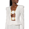 Front View Florence Structured Blouse In White