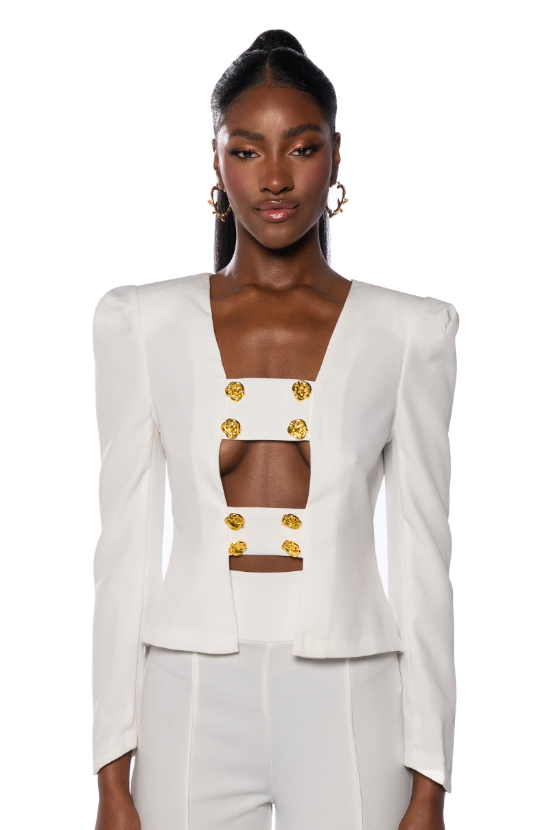 Back View Florence Structured Blouse In White