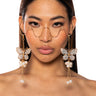 Front View Flutter By Embellished Squiggle Eyewear In Gold