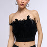 Front View Fly Away Feather Tube Top In Black