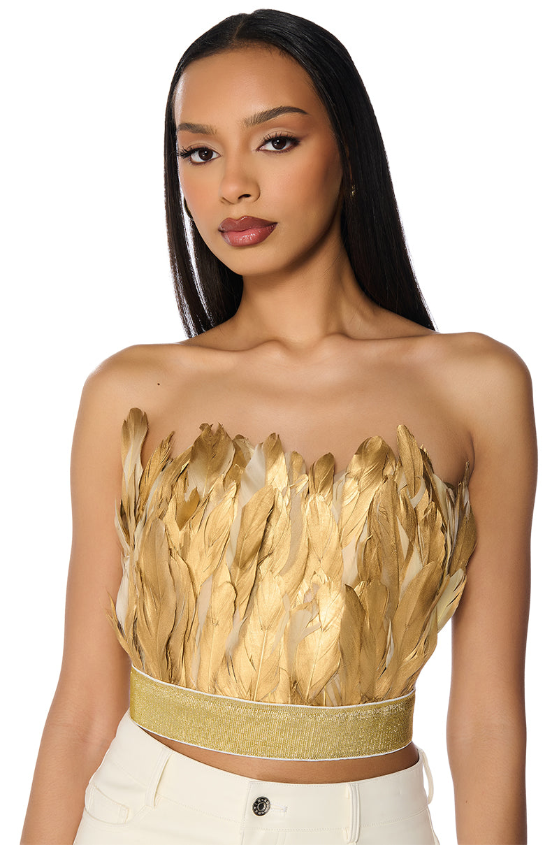 Front View Fly Away Feather Tube Top
