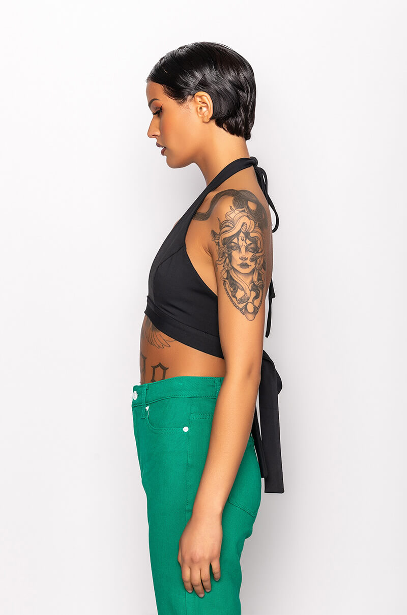 Detail View Fly Gal Cutout Halter Crop Top