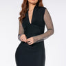 Front View Fly Lil Lady Mini Bandage Dress With Rhinestone Sleeves