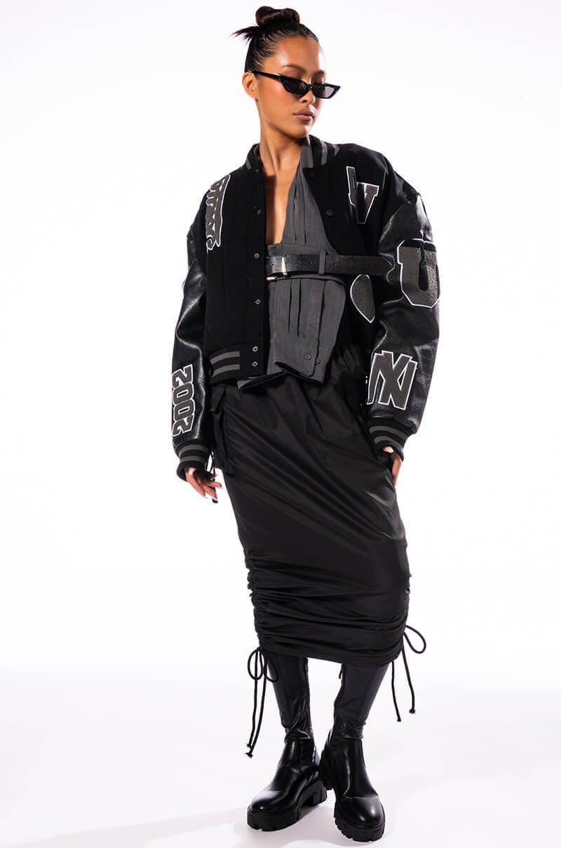 Back View Follow Me Adjustable Cargo Skirt In Black 2