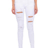 Front View Follow My Lead Destroyed High Rise Skinny Jeans