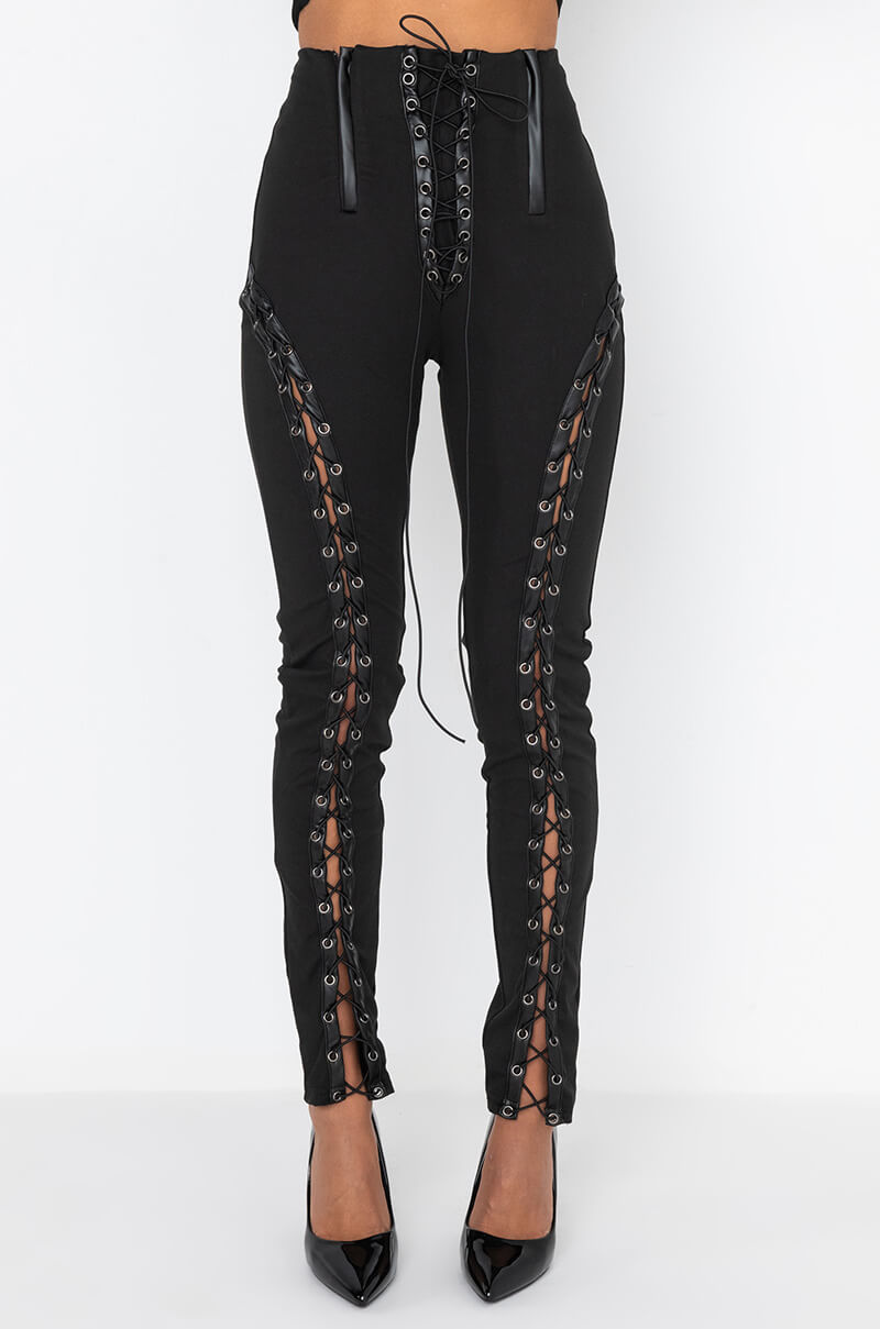 Front View Following The Curves Lace Up Legging