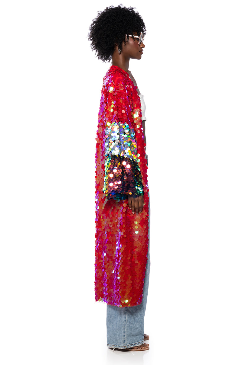 Back View For The Drama Queens Sequin Duster