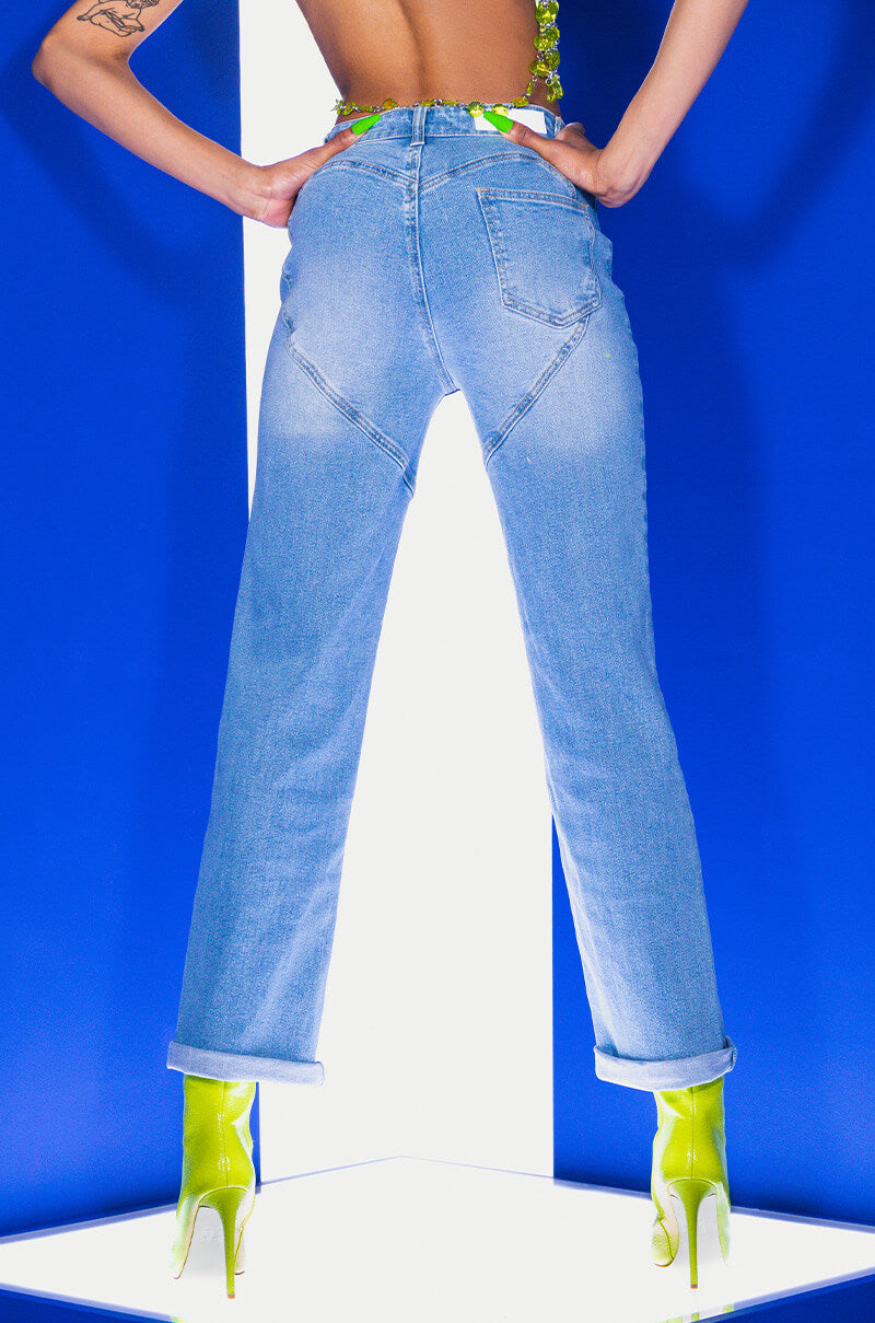 Front View For The Love Of Booty High Rise Straight Leg Jeans