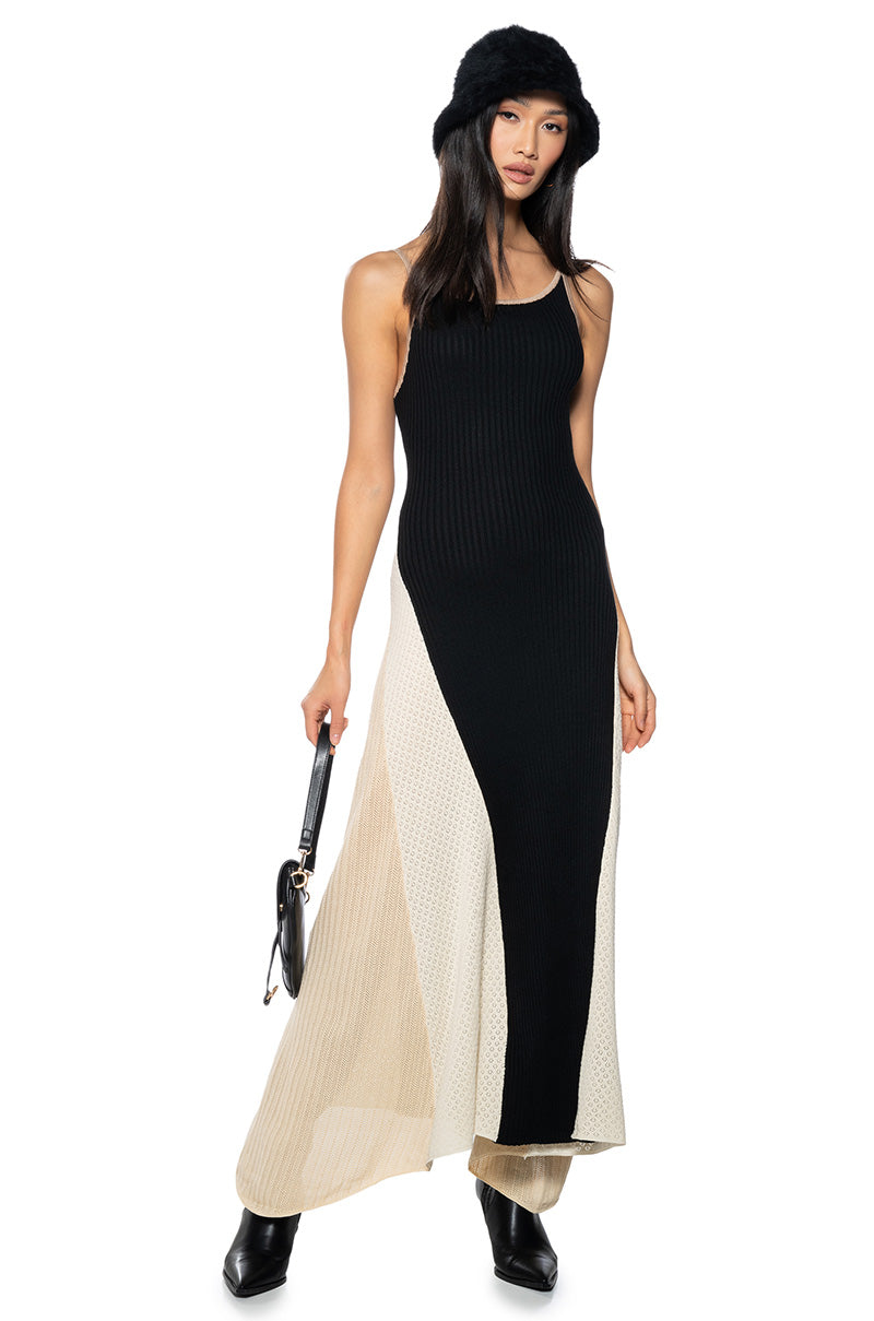 Front View For The Roses Knit Maxi Dress