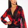 Front View For The Thrill Of It Long Sleeve V Neck Blouse