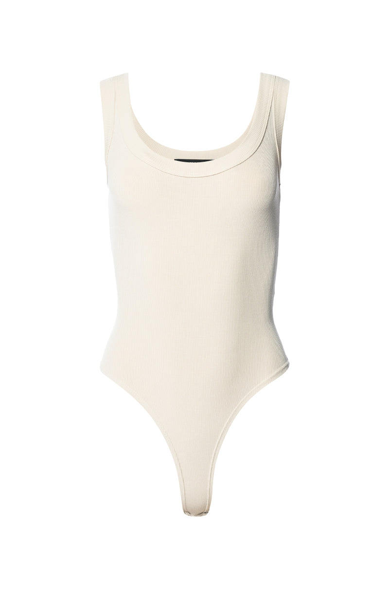 Front View For Your Eyes Only Baby Ribbed Bodysuit In Cream