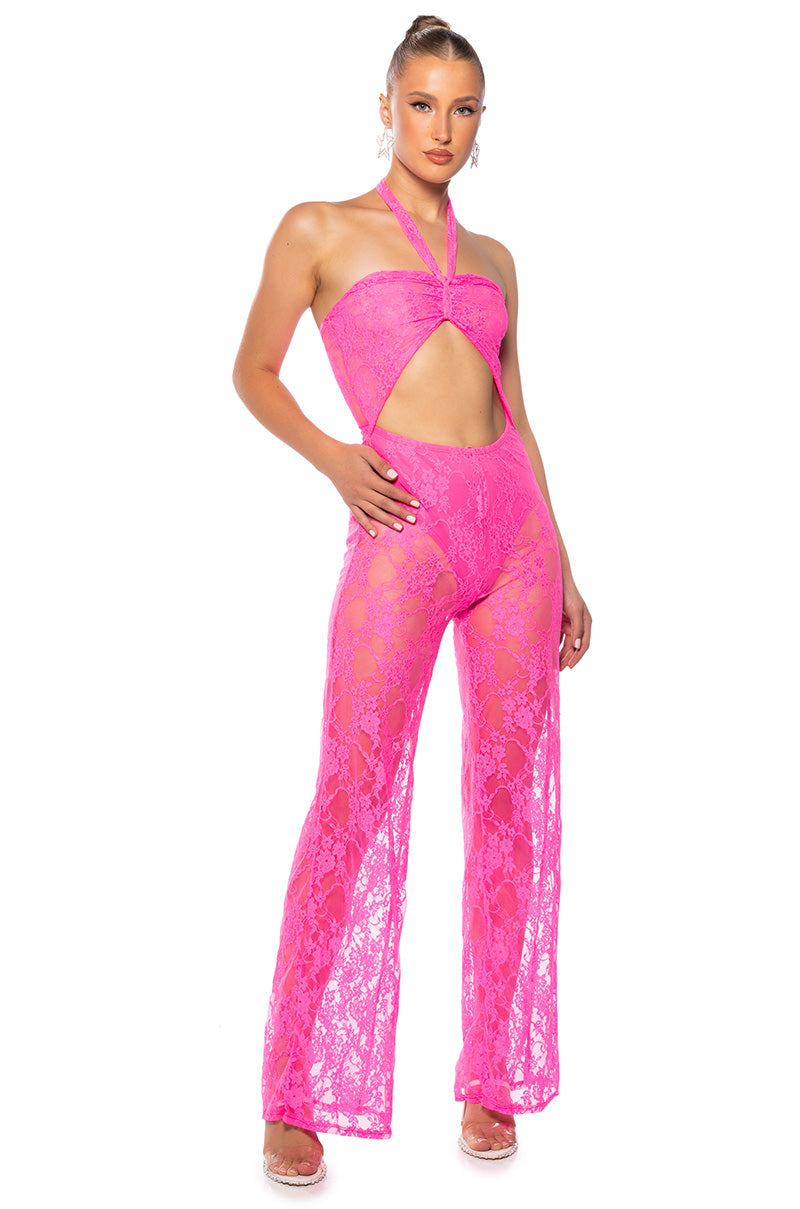 Front View Forever Vacay Lace Jumpsuit