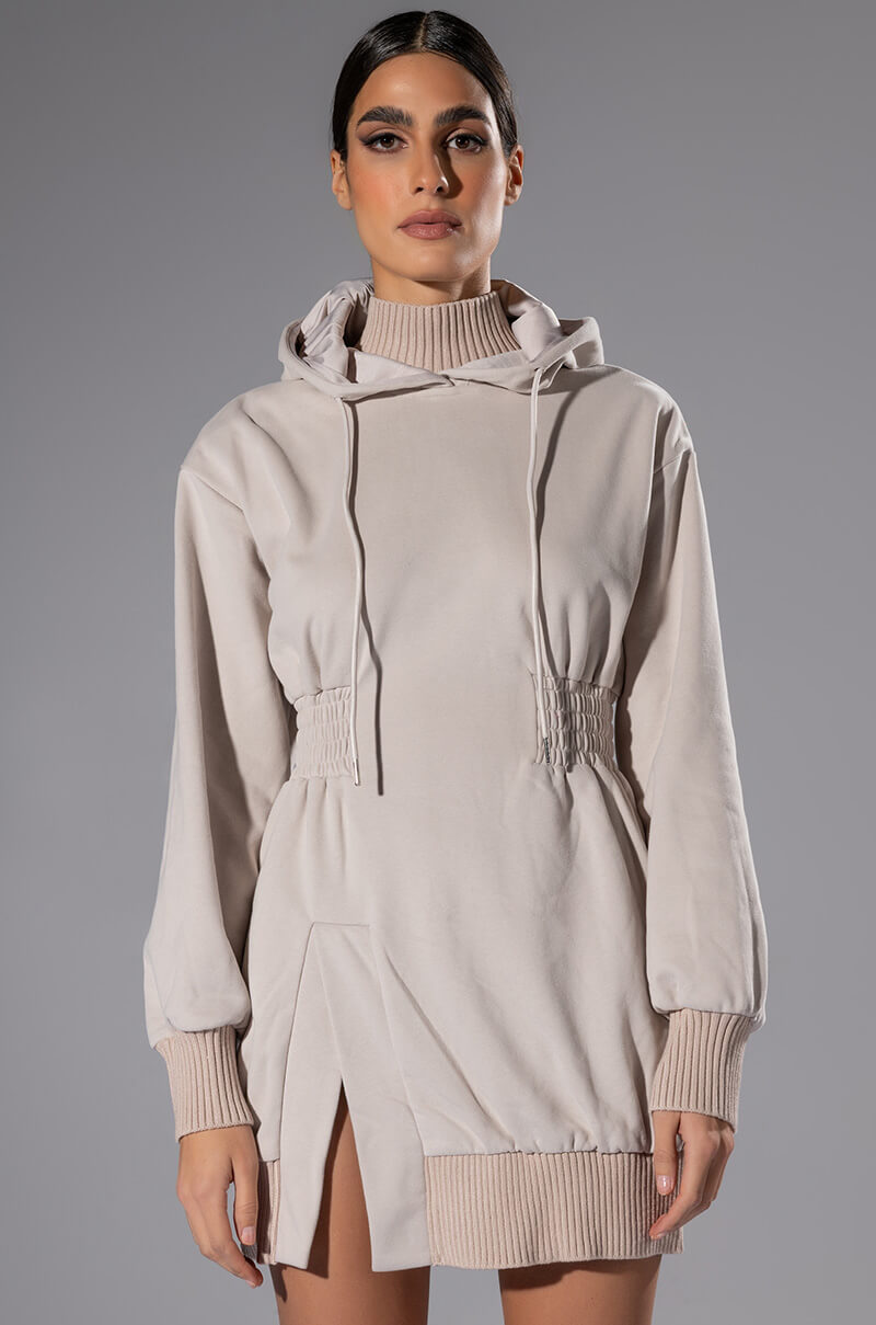 FOREVER YOUNG HOODED MINI DRESS view 0