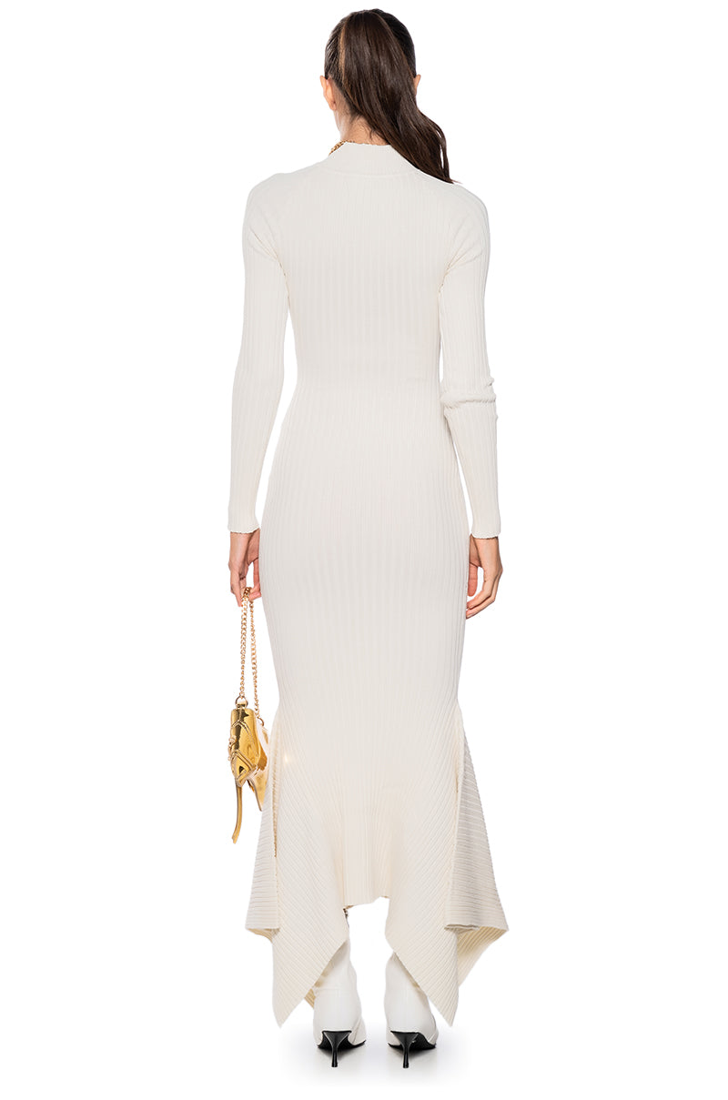 Detail View Forget Me Not Long Sleeve Mock Neck Maxi Dress In Cream