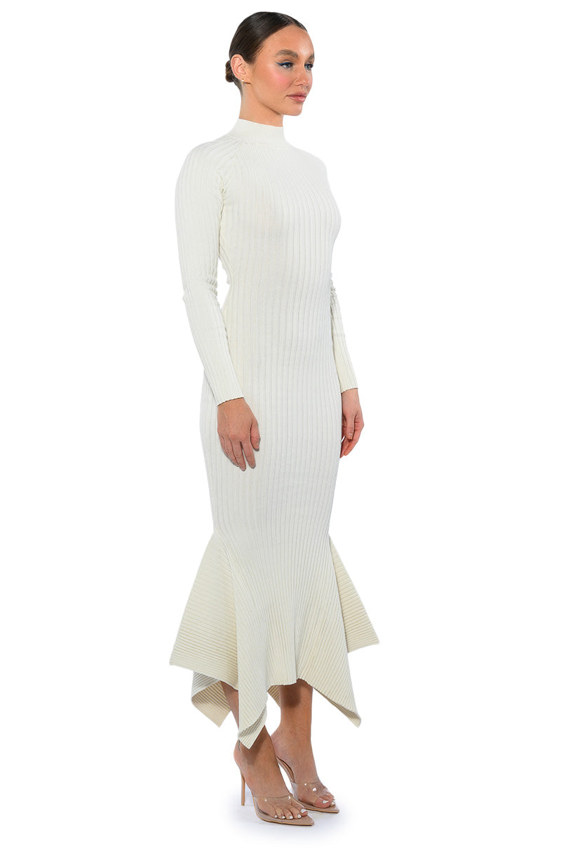 Extra View Forget Me Not Long Sleeve Mock Neck Midi Dress