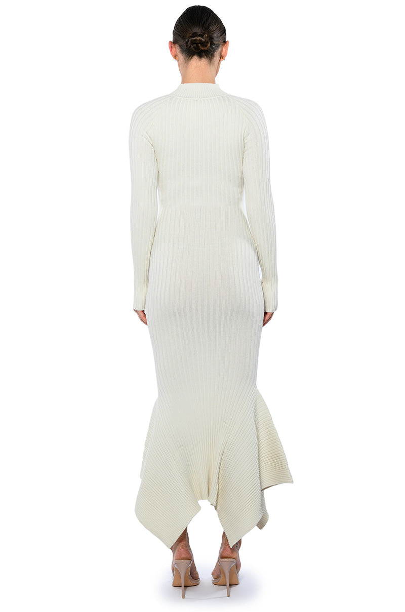 Extra View Forget Me Not Long Sleeve Mock Neck Midi Dress