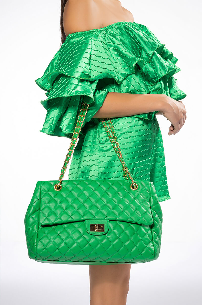 Front View Four Leaf Clover Quilted Purse