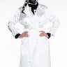 Front View Foxy White Satin Trench