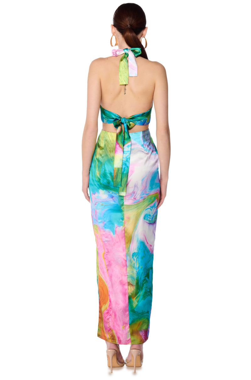 Detail View Free Spirit Satin Maxi Dress