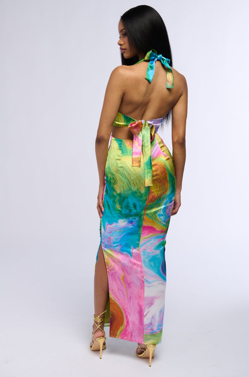 Full View Free Spirit Satin Maxi Dress