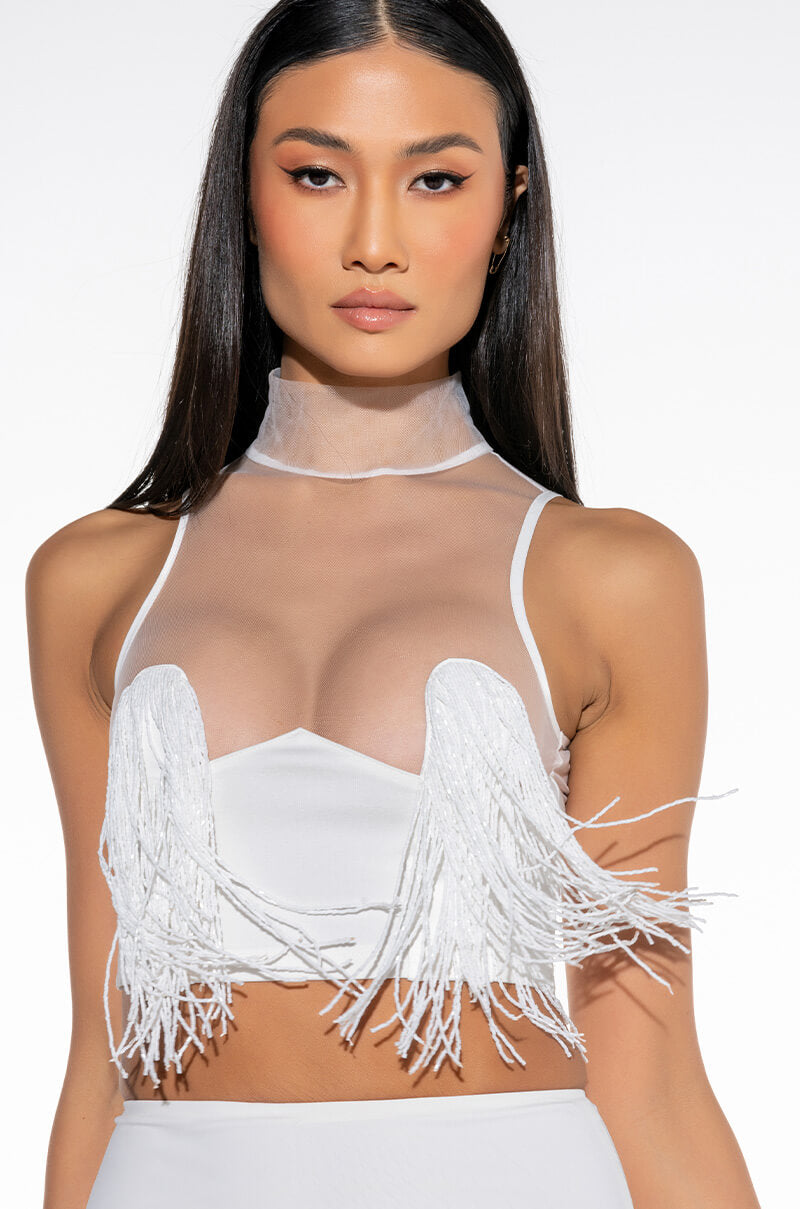 FREE THE TASSEL CROPPED MOCK NECK TANK view 0