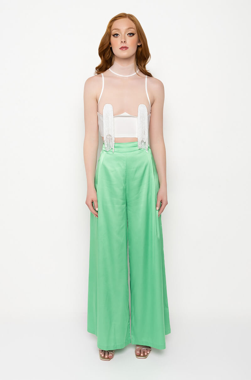 Extra View Free The Tassel Cropped Mock Neck Tank