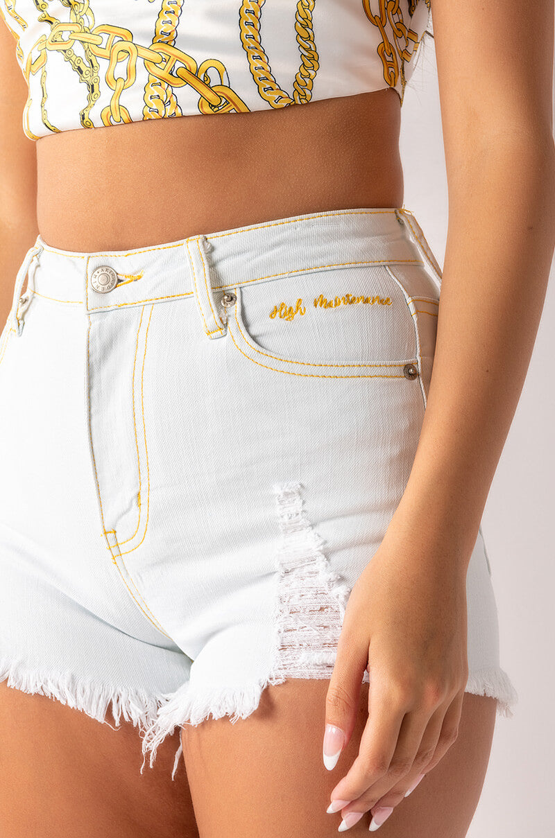 Extra View Free Your Mind Distressed Cut Off Denim Short