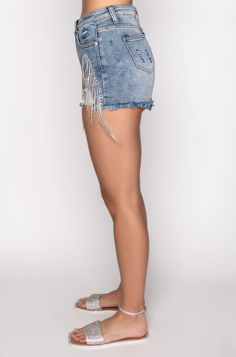 Extra View Fresh Out The Runway Rhinestone Denim Short