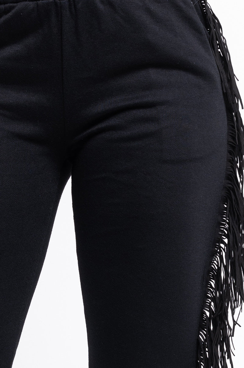 Detail View Fringe All The Way Jogger in Black 3