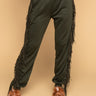 Front View Fringe All The Way Jogger in Olive