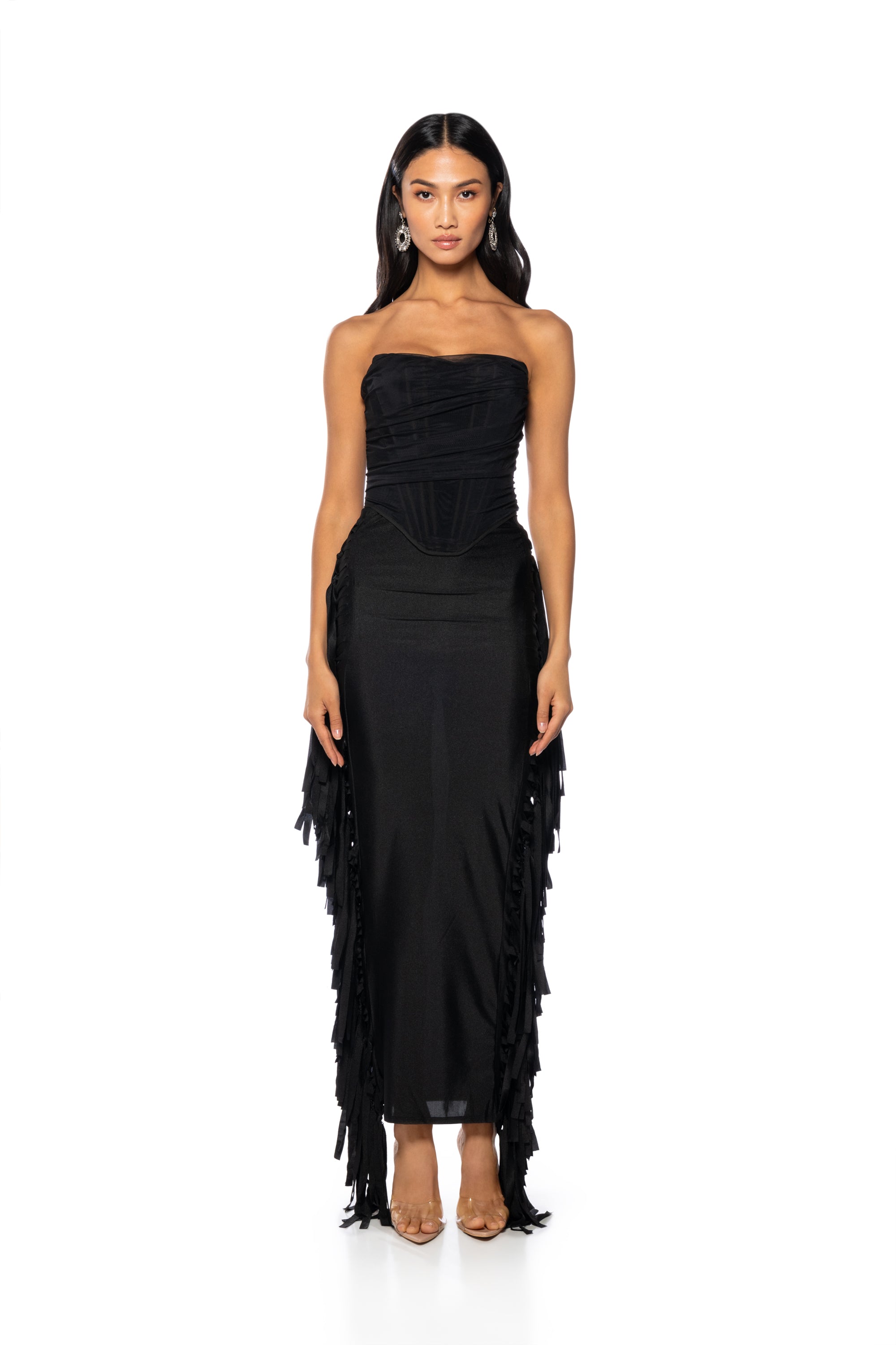 FRINGE ME OUT TUBE TOP MIDI DRESS AKIRA FRINGE ME OUT TUBE TOP MIDI DRESS AKIRA